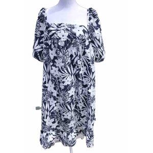 Vtg 90s Muumuu House Patio Dress HTF Blue White Hibiscus Floral Women’s 2XL 3XL